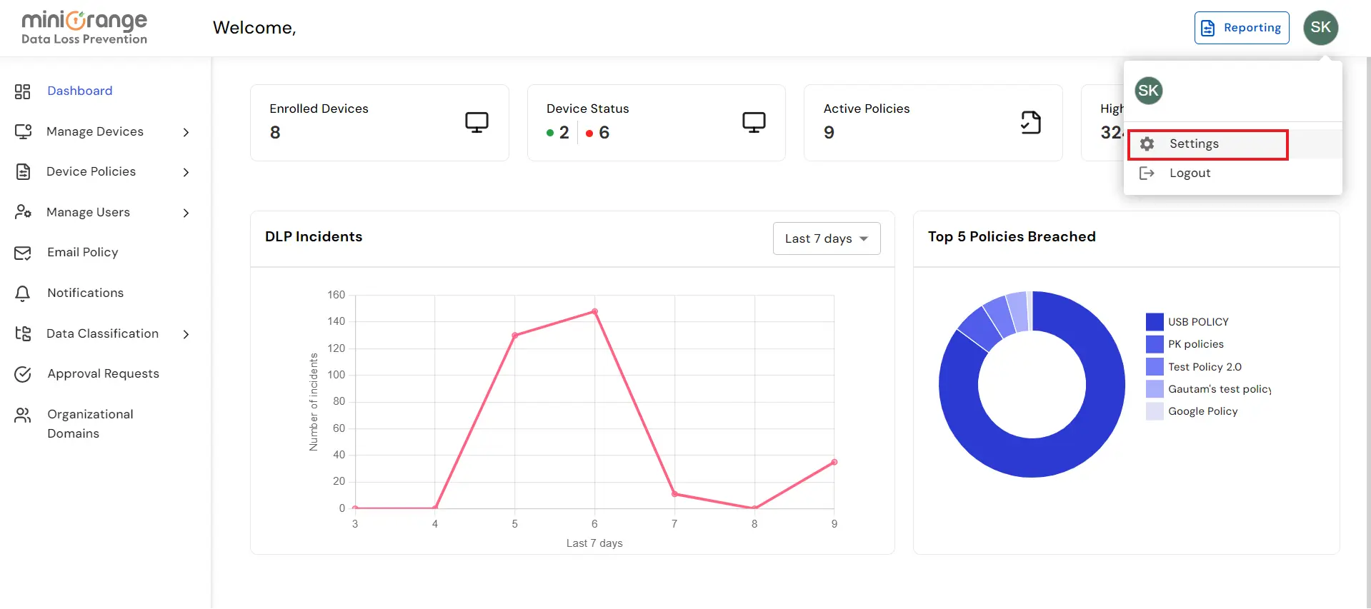 Configure notification settings for policy breach alerts  | Settings avtar 