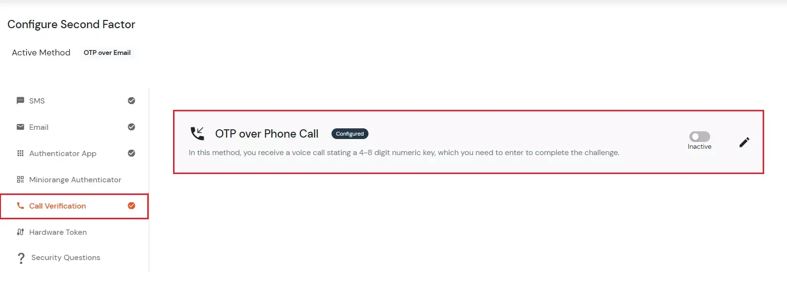 Select Phone Verification 2FA method for admin system