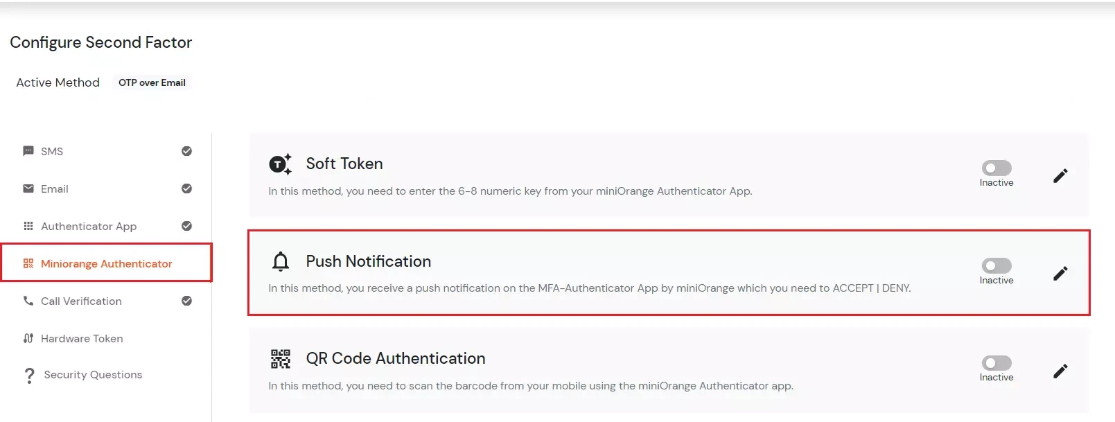 select PUSH NOTIFICATION 2FA method