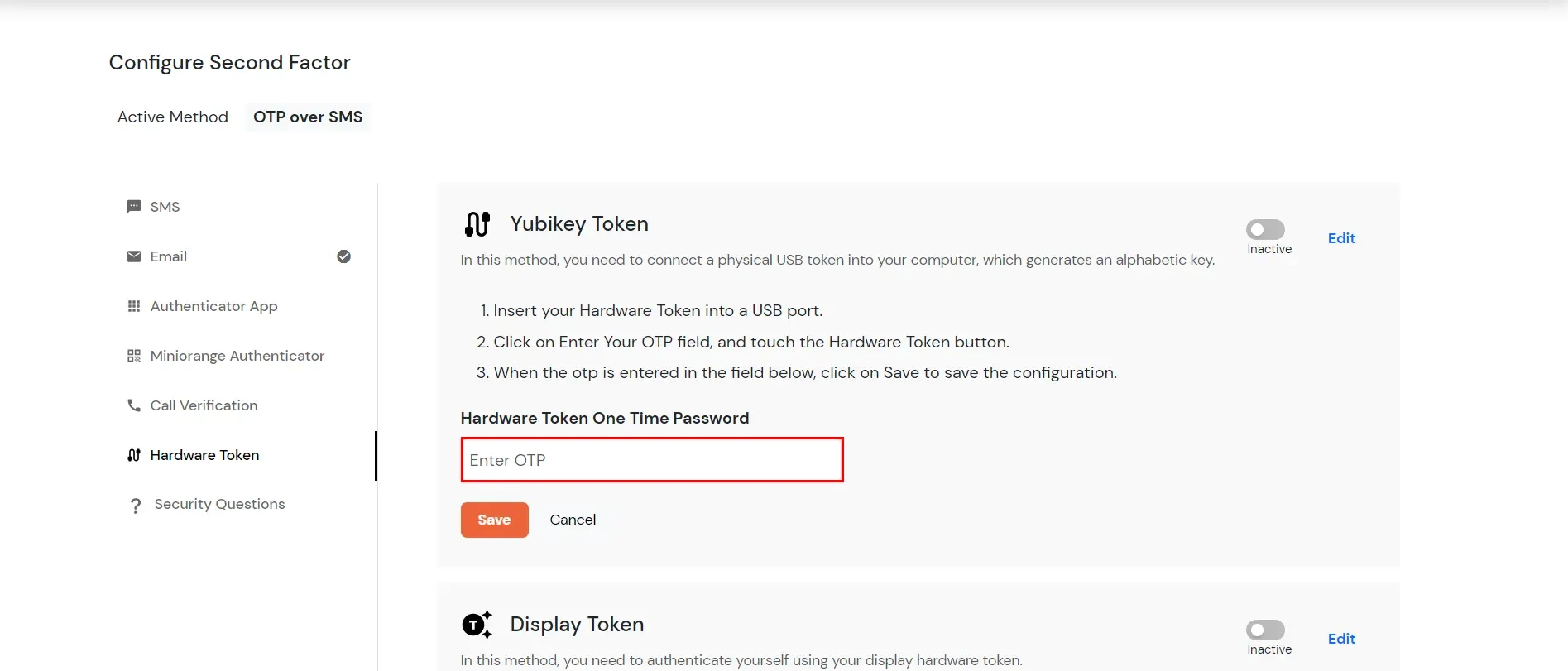 configure YubiKey Hardware Token