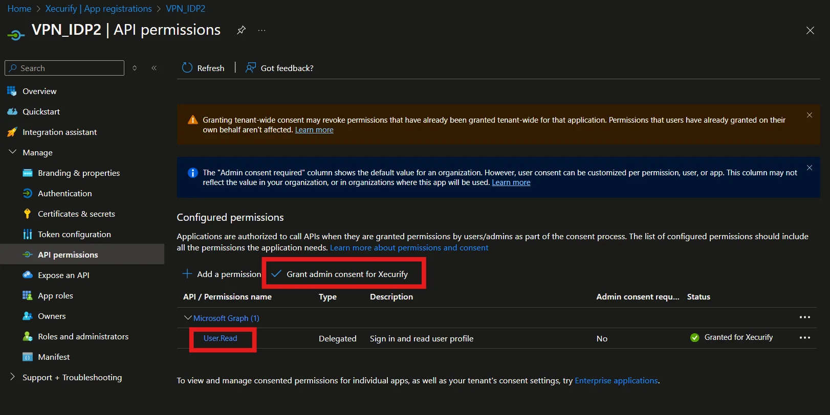 Microsoft Entra Id Identity Provider - Locate API Permission