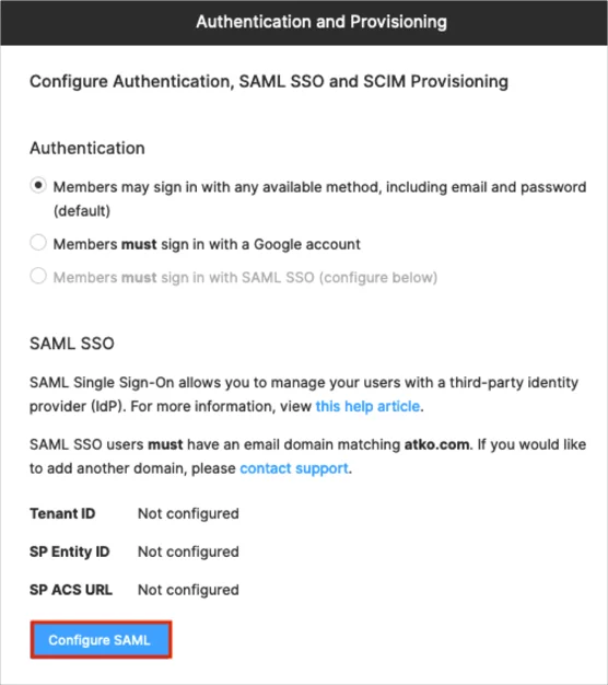 Figma two-factor authentication (2FA): configure saml