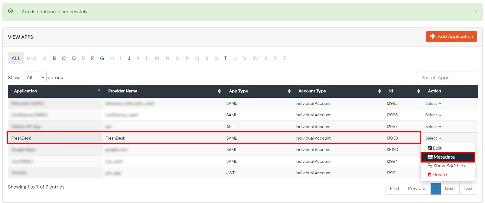 Configure Freshdesk two-factor authentication (2FA): metadata link