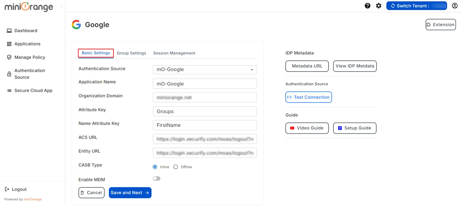 Google CASB Basic Settings change any configuration