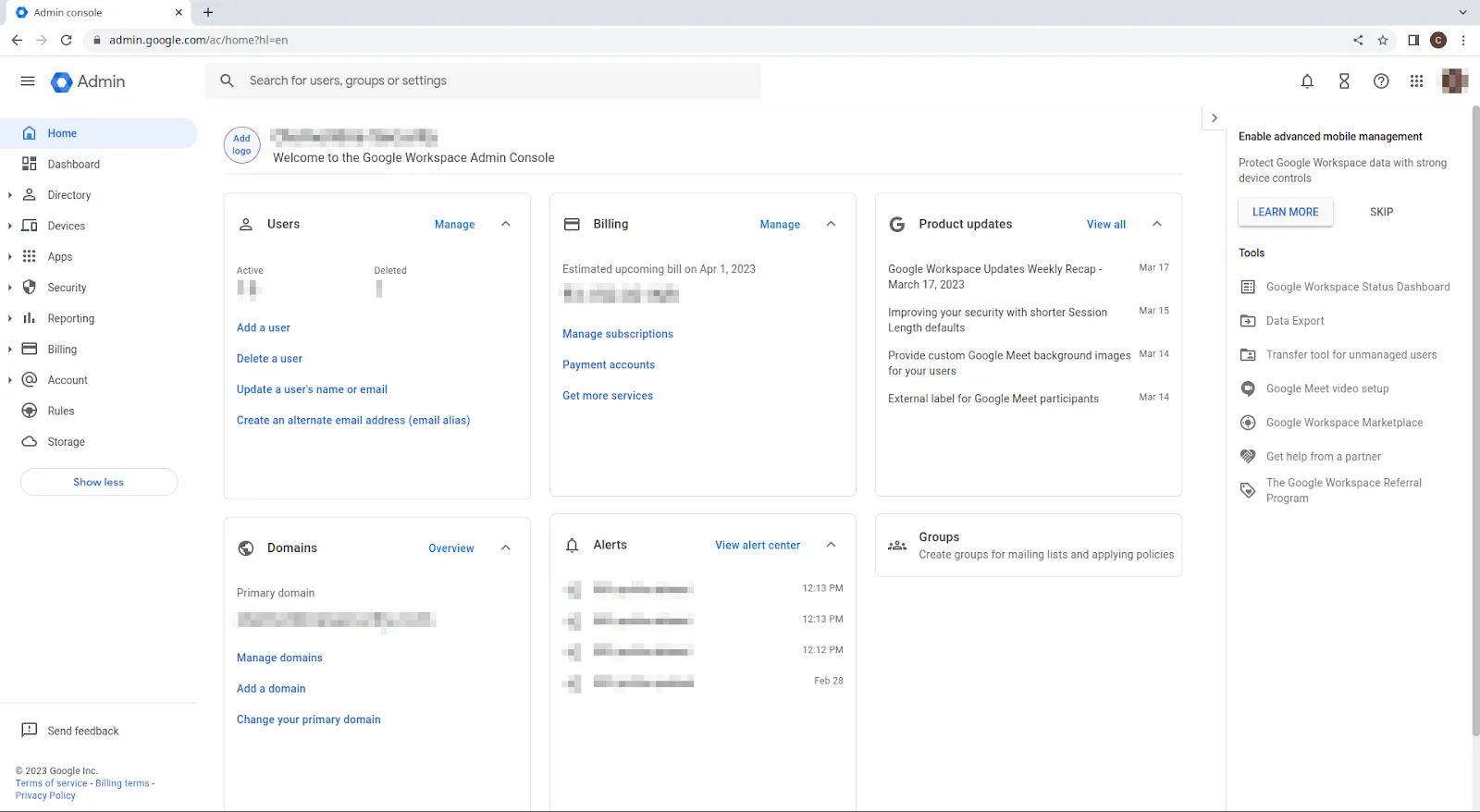 Google Admin Dashboard CASB