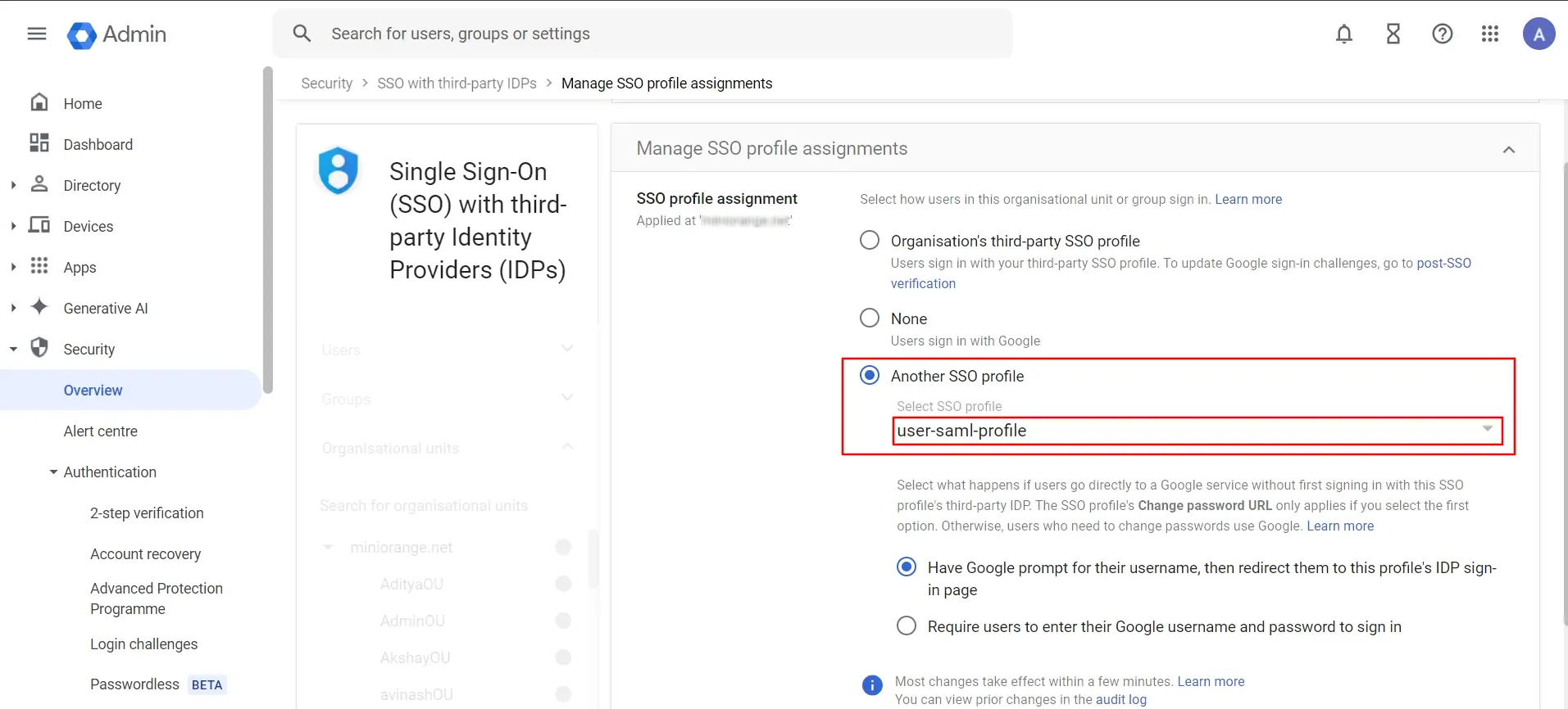 SAML SSO Profile third party IDP