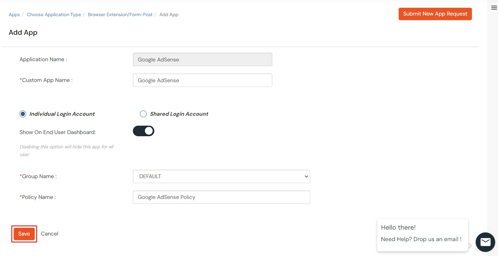 CallRail Single Sign-On (SSO) application name