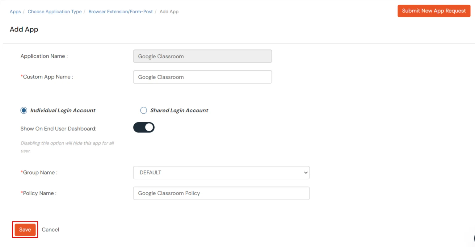 CallRail Single Sign-On (SSO) application name