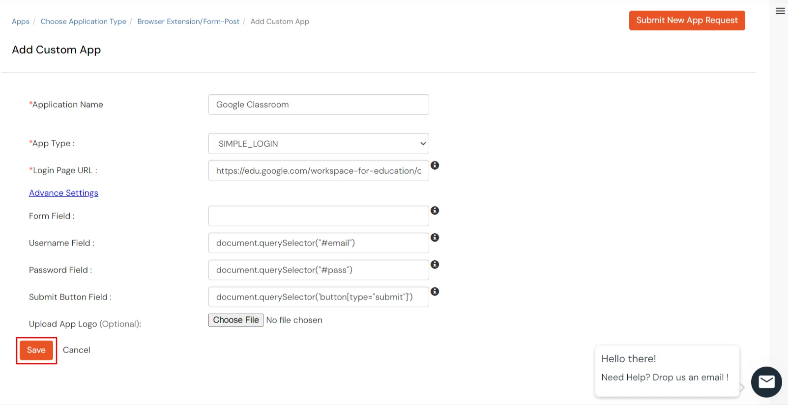 Google Classroom Single Sign-On SSO Enter the following app details