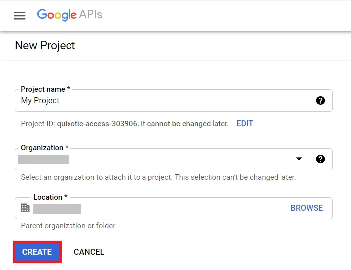 Google Apps GSuite SSO miniOrange Broker Service enter project name