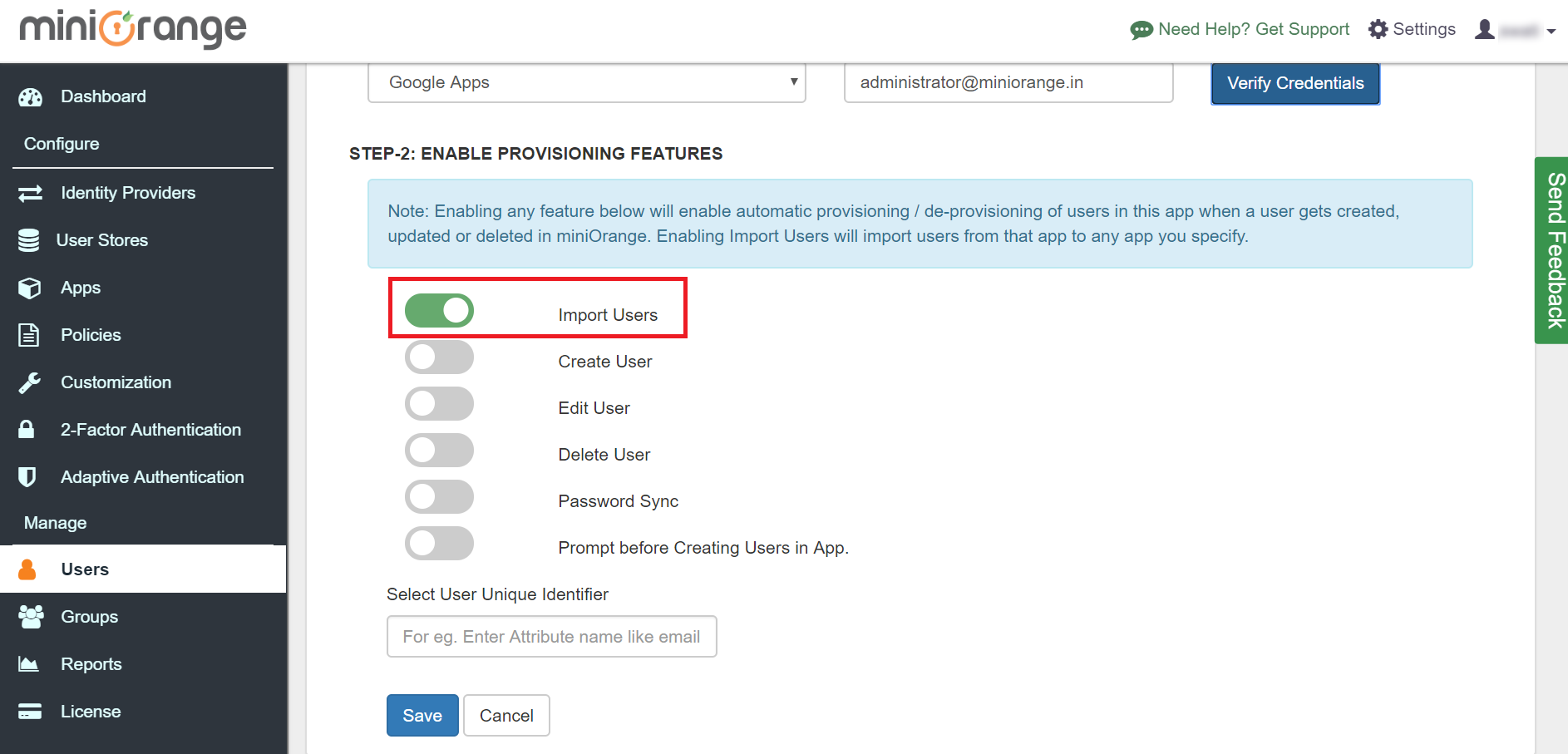  Google Workspace directory integration 