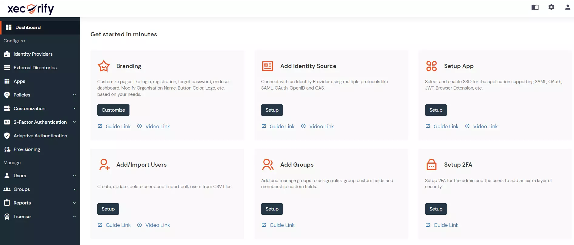 miniOrange Identity Platform Admin Handbook: Dashboard applications