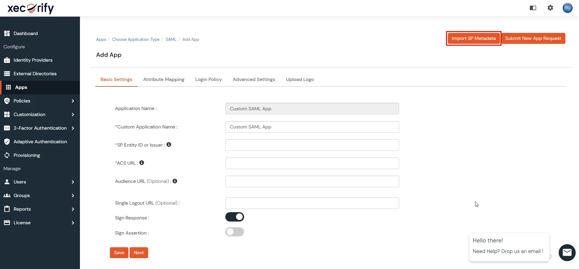 miniOrange Identity Platform Admin Handbook: Import SP Metadata