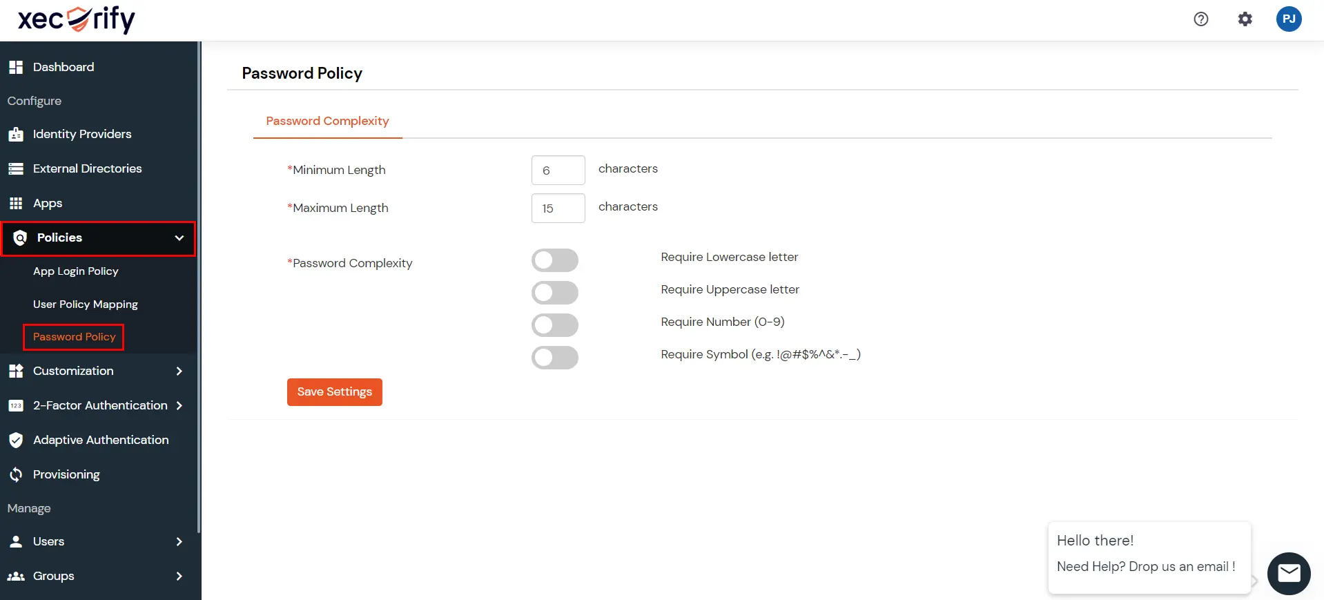 miniOrange Identity Platform Admin Handbook: Password Policy