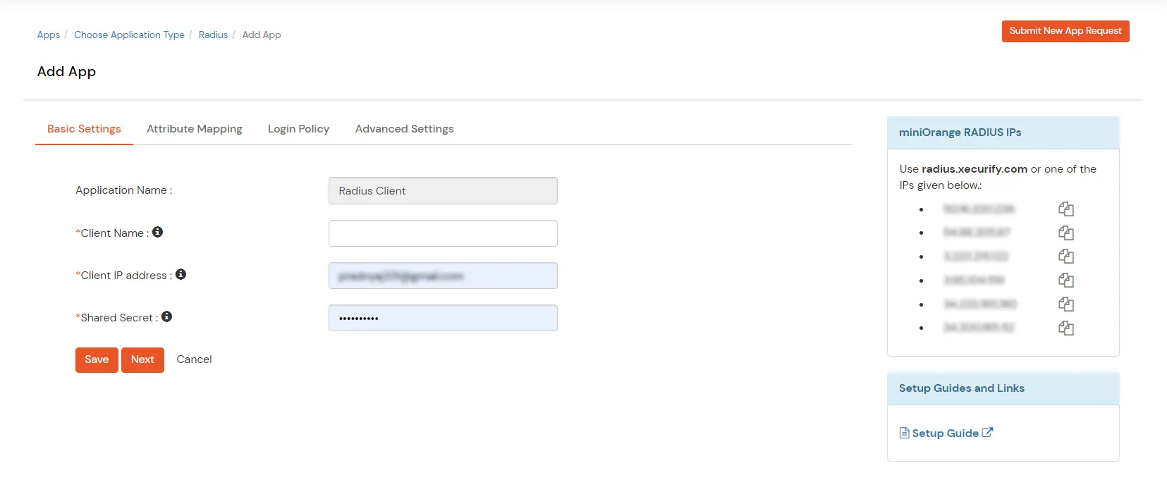 miniOrange Identity Platform Admin Handbook: Radius Details