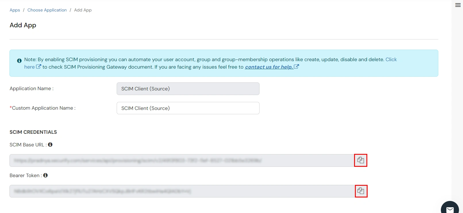 SCIM Provisioning Configuration