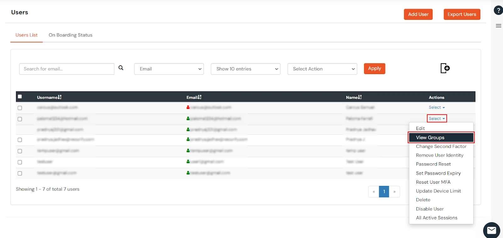 miniOrange Identity Platform Admin Handbook: View User Groups