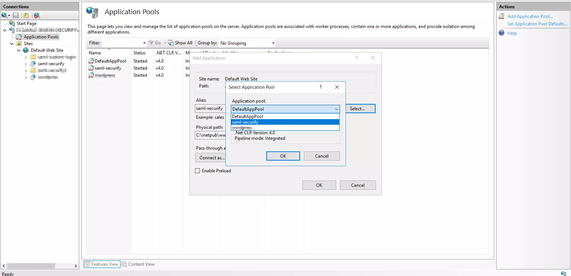 Convert module to application - set Application Pool name