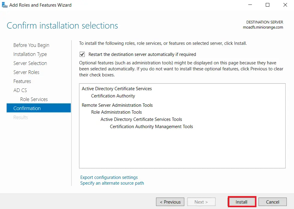 LDAPS on Windows Server confirm server installation