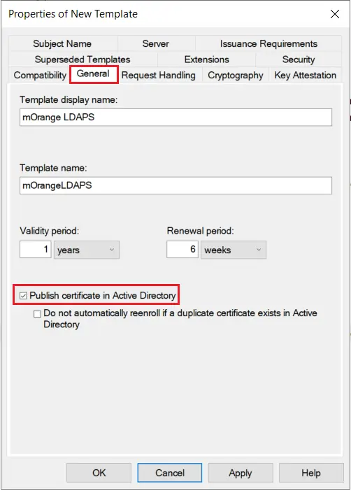 LDAPS on Windows Server general settings