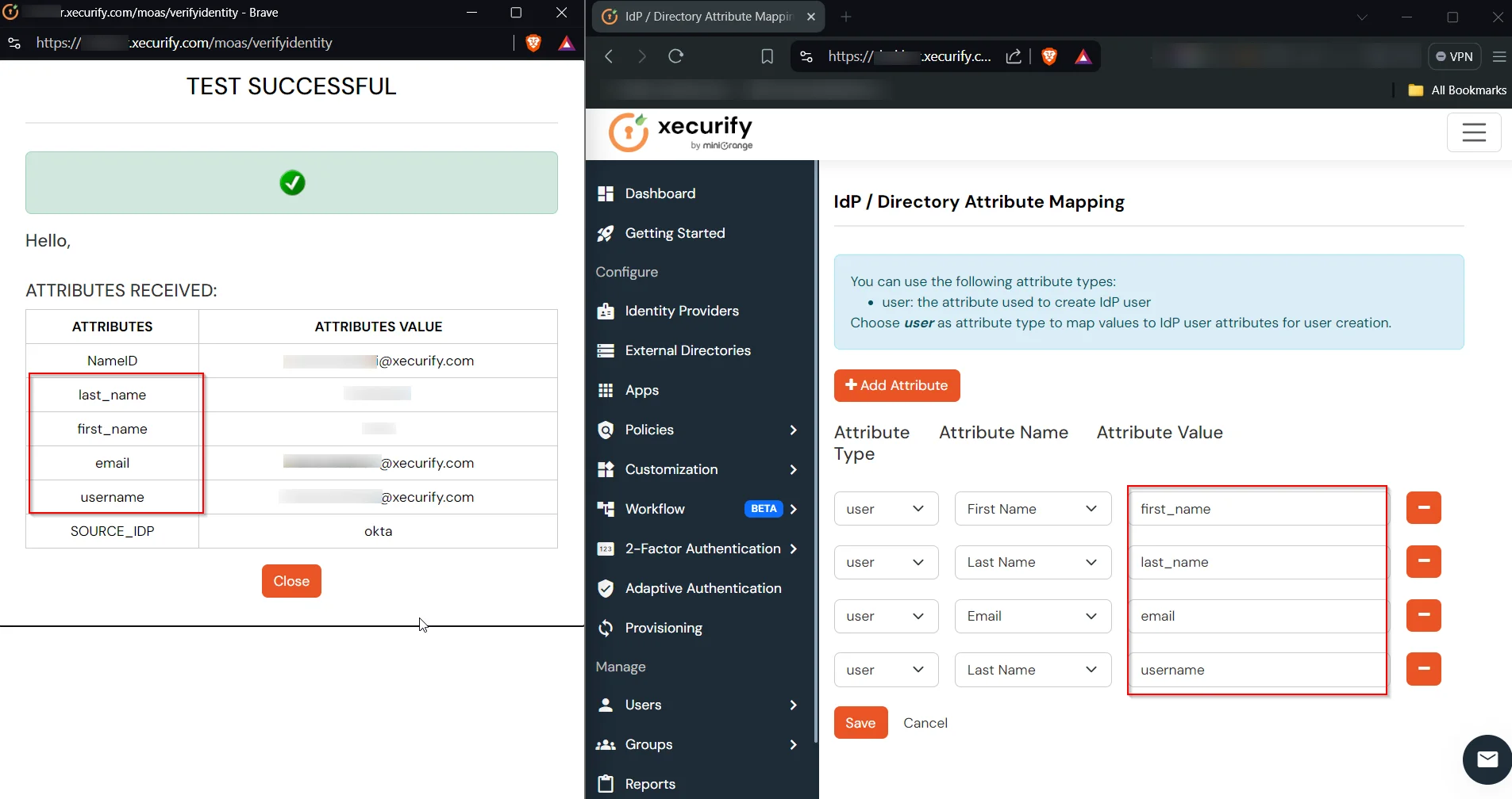 Okta as IDP: Map Attributes