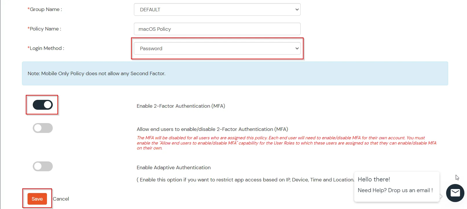 Select Login method as Two-Factor Authentication