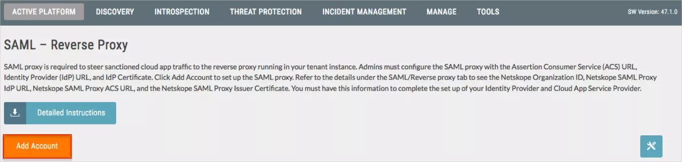 Configure NetSkope Reverse Proxy Single Sign-On (SSO) for Salesforce: Add Account