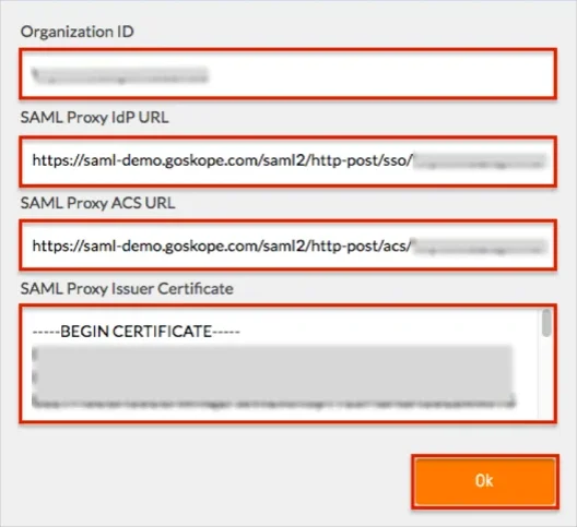 Configure NetSkope Reverse Proxy Single Sign-On (SSO) for Office 365: Settings Information