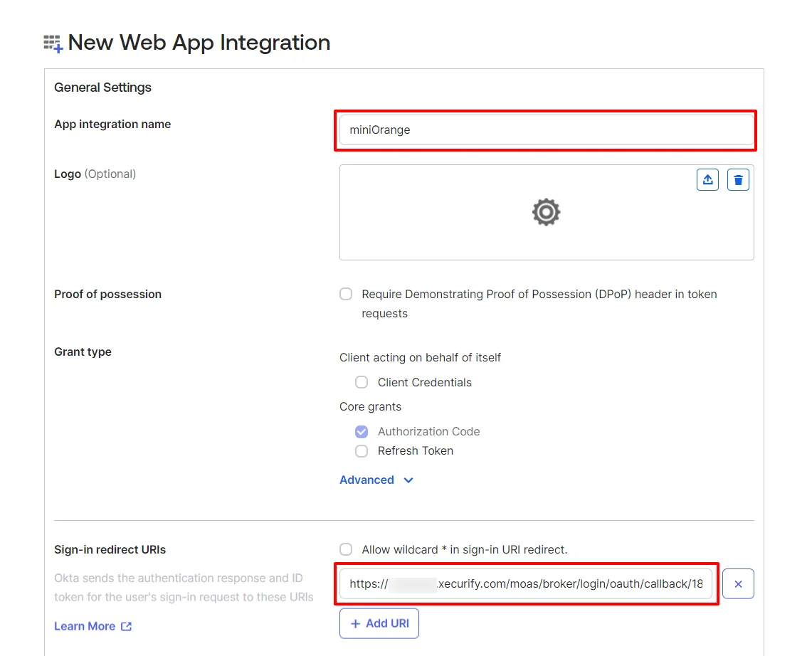 Configure Okta as SAML IDP : Enter Appname and Callback