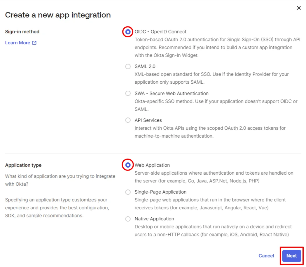 Configure Okta as SAML IDP : Choose OIDC - OpenID Connect