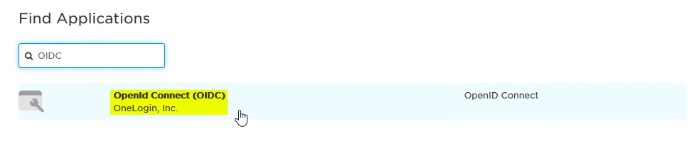 OneLogin as SAML IDP- Search for SAML App