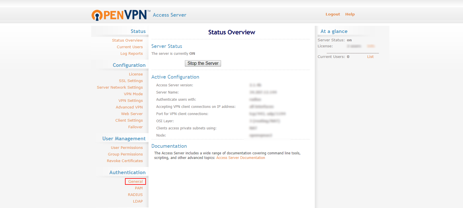 Open your OpenVPN Server admin panel for Two-Factor authentication (2FA/MFA)