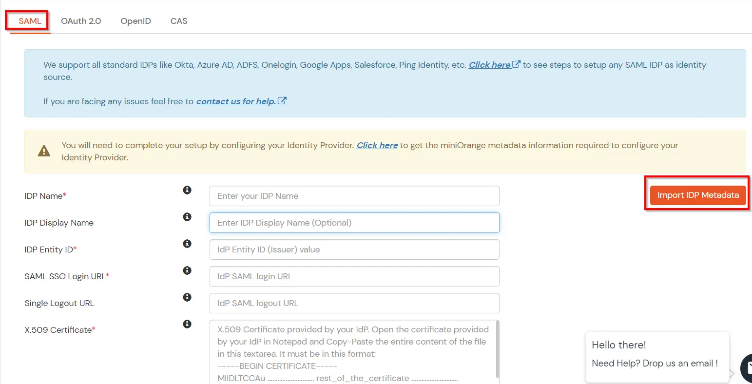 Oracle EBS Shibboleth SSO: Select SAML IDP and import metadata