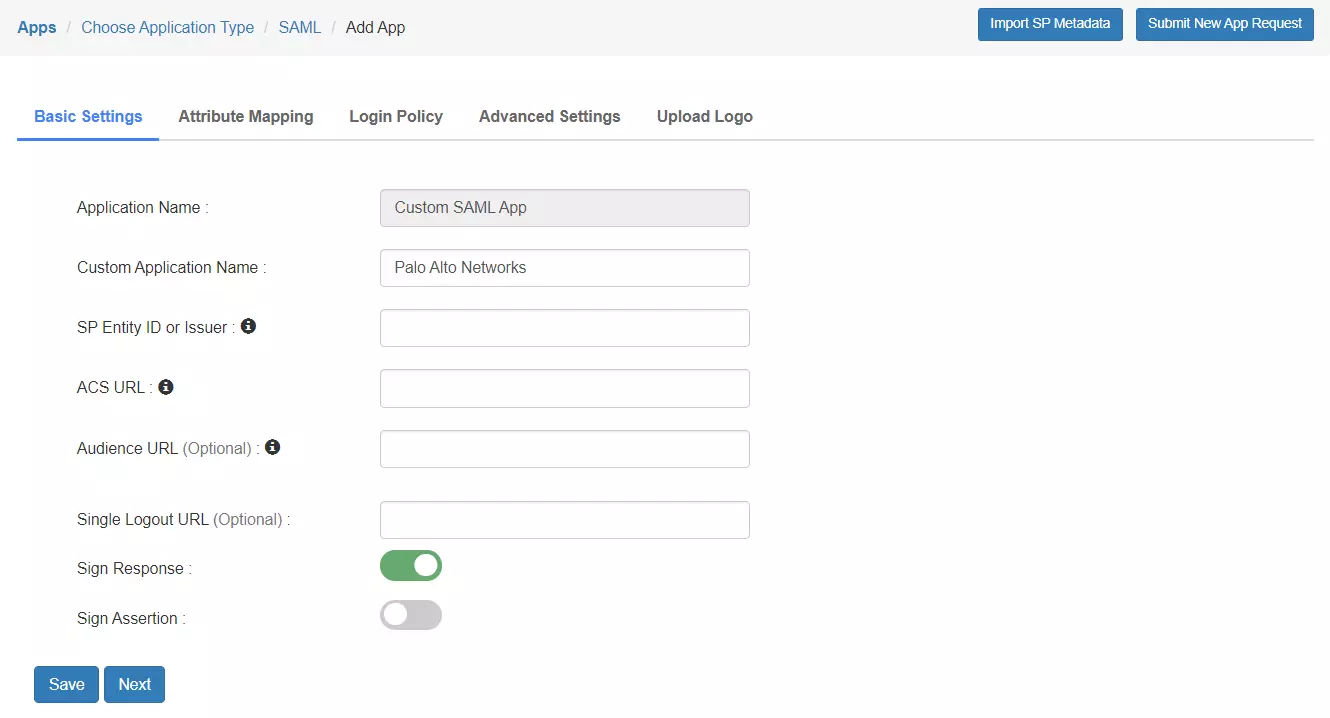 Palo Alto Networks Single Sign-On (sso) Add IDP