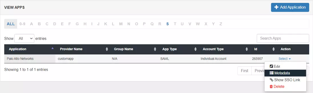 Palo Alto Networks Single Sign-On (sso) Select Metadata