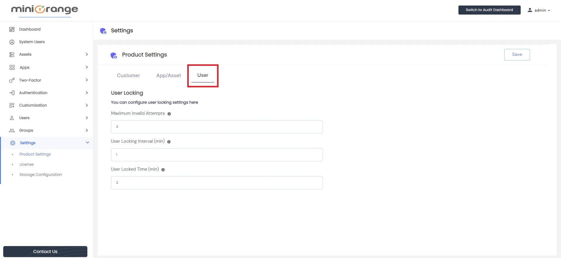 Privileged Access Management Admin Handbook: On the Product Settings, navigate to User tab 