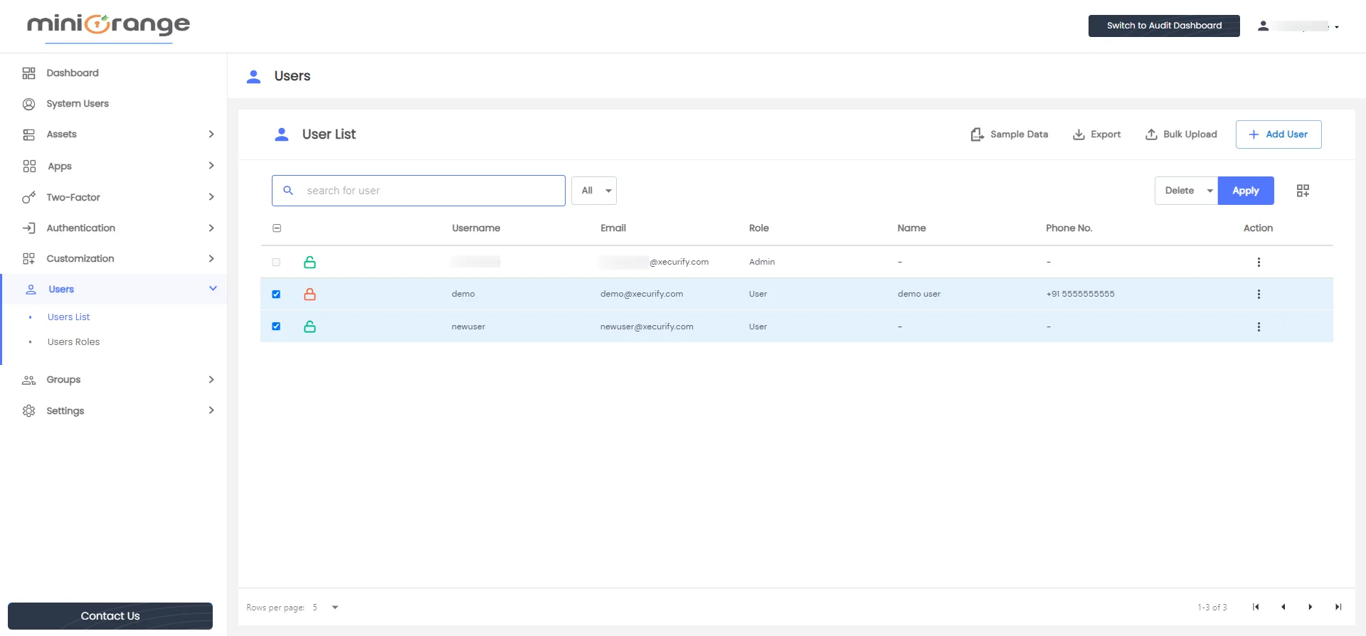 Privileged Access Management Admin Handbook: Select the checkbox to delete the multiple at the same time