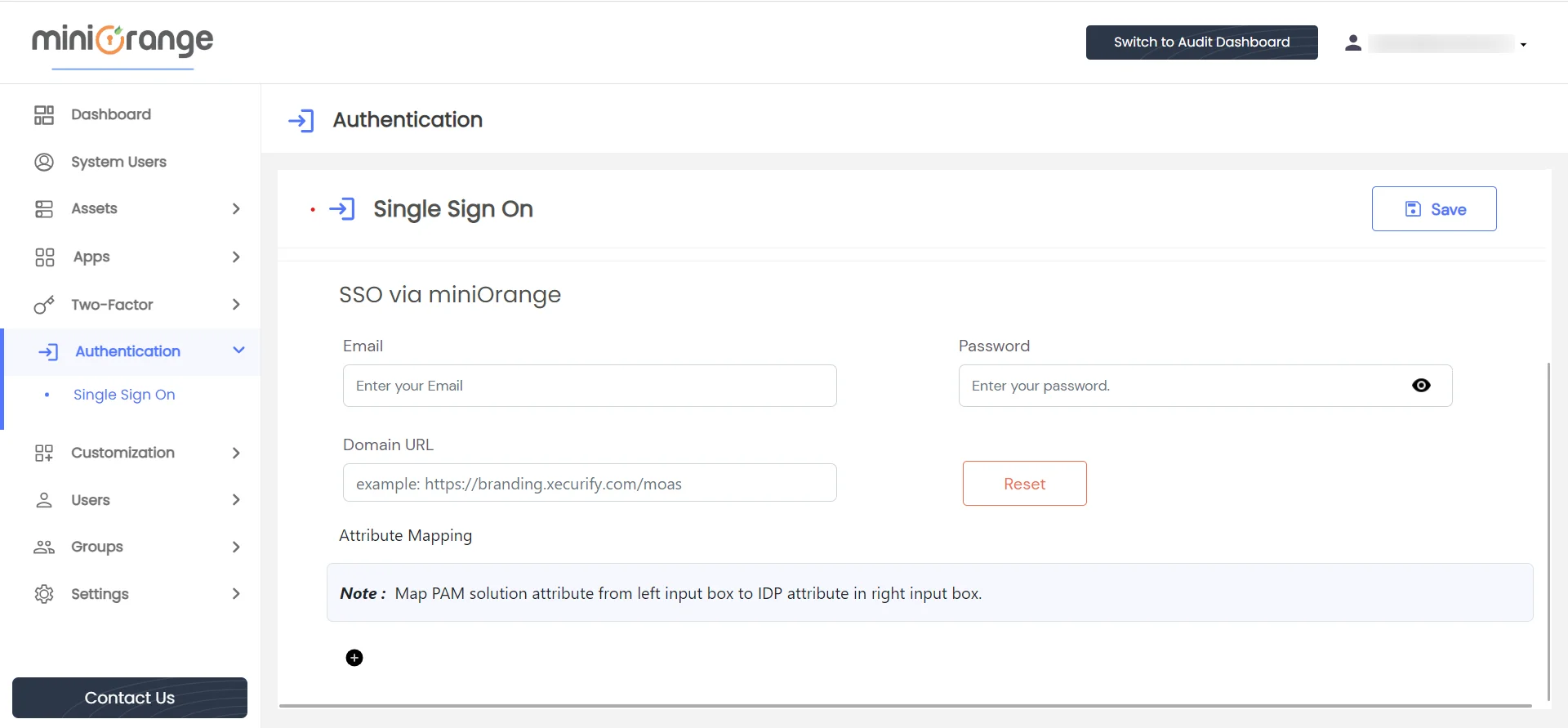 Privileged Access Management Admin Handbook: Login into miniOrange PAM