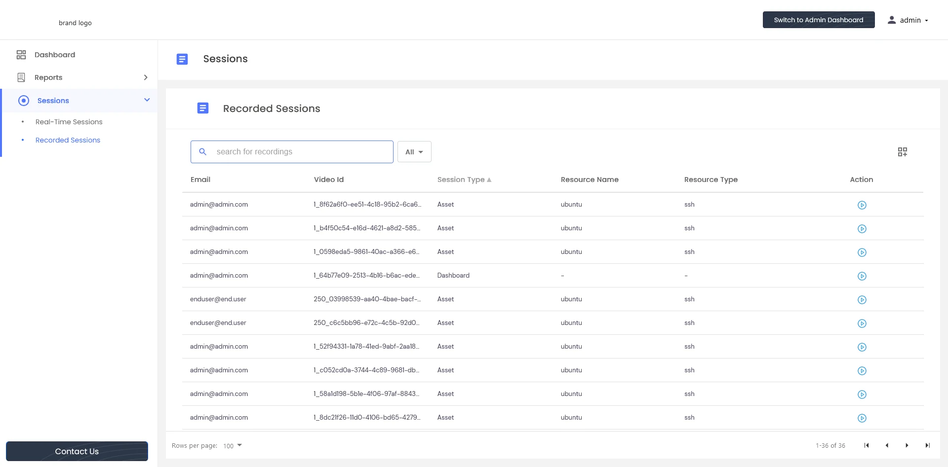 Privileged Access Management Admin Handbook: Navigate Sessions then Recorded Sessions