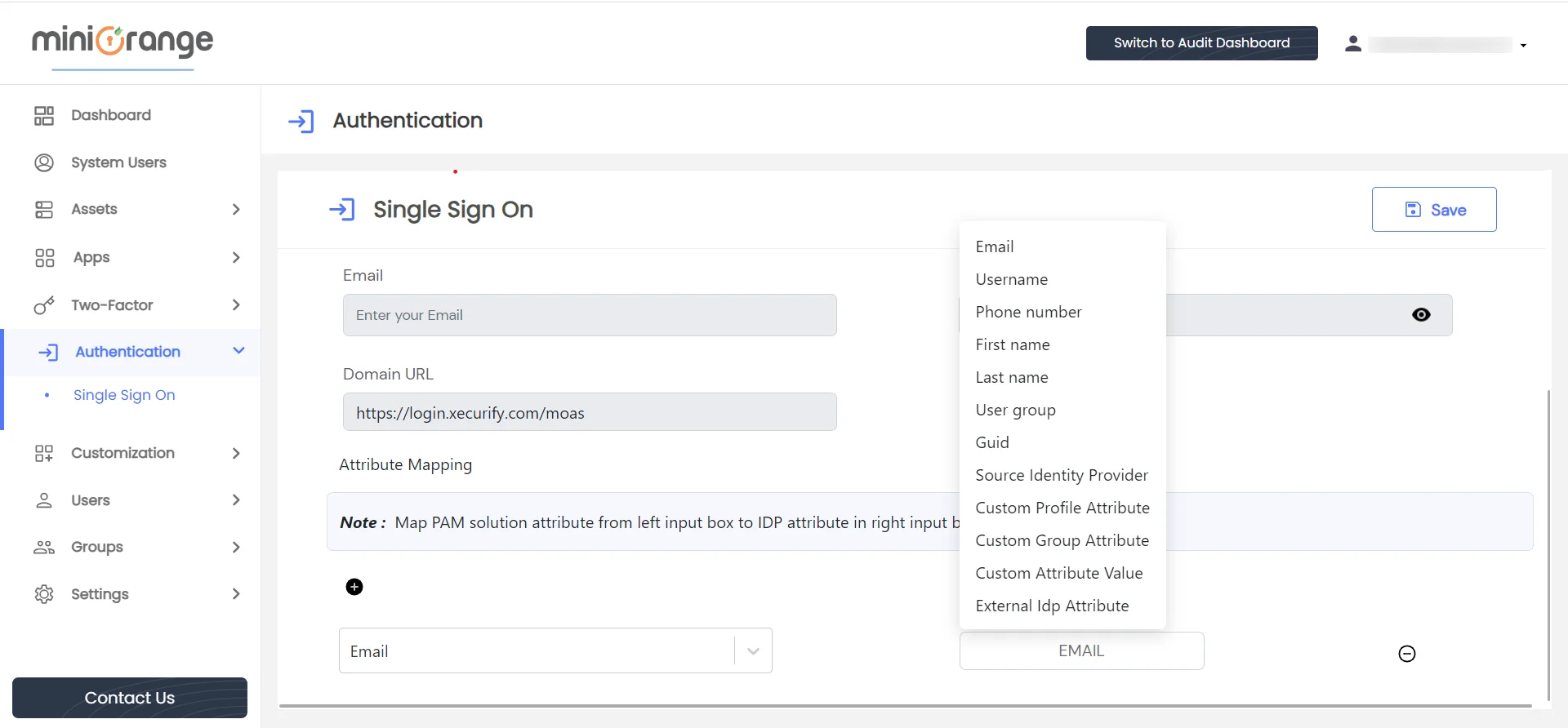 Privileged Access Management Admin Handbook: Select desired PAM Attribute