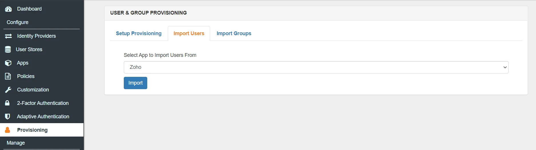 Zoho Provisioning Import Users 