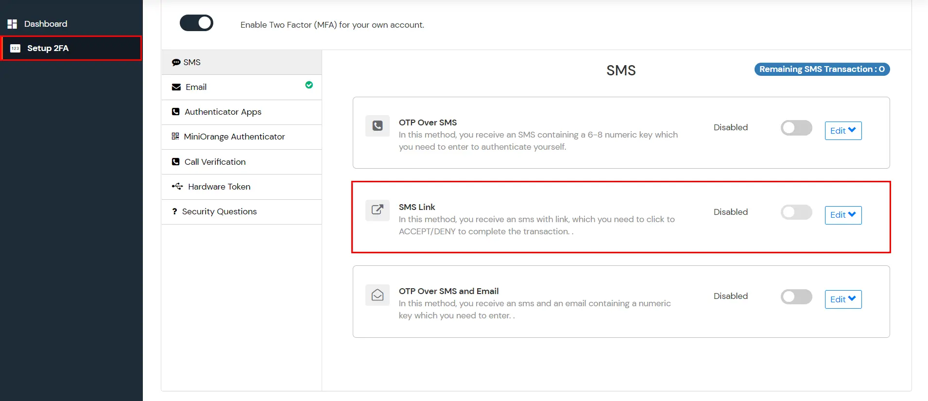 Multi/Two factor authentication for RD Gateway select End-User 2FA method