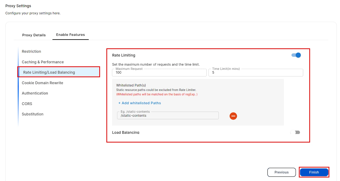 setup reverse proxy - add whitelisted paths