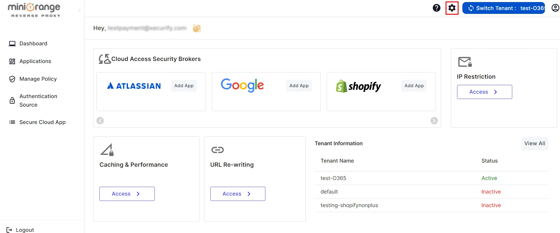 setup Reverse Proxy-tenant setting