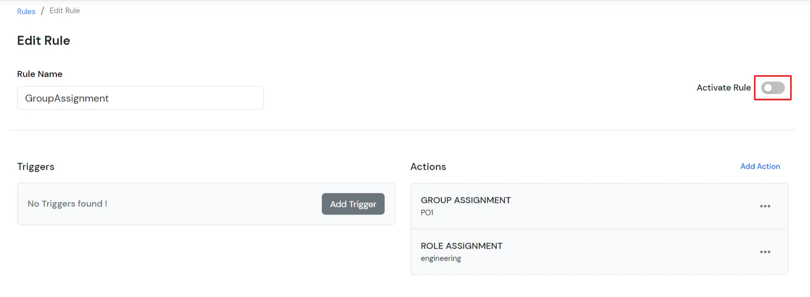 Rule-Based Automation/Provisioning : enable the toggle to activate the created rule