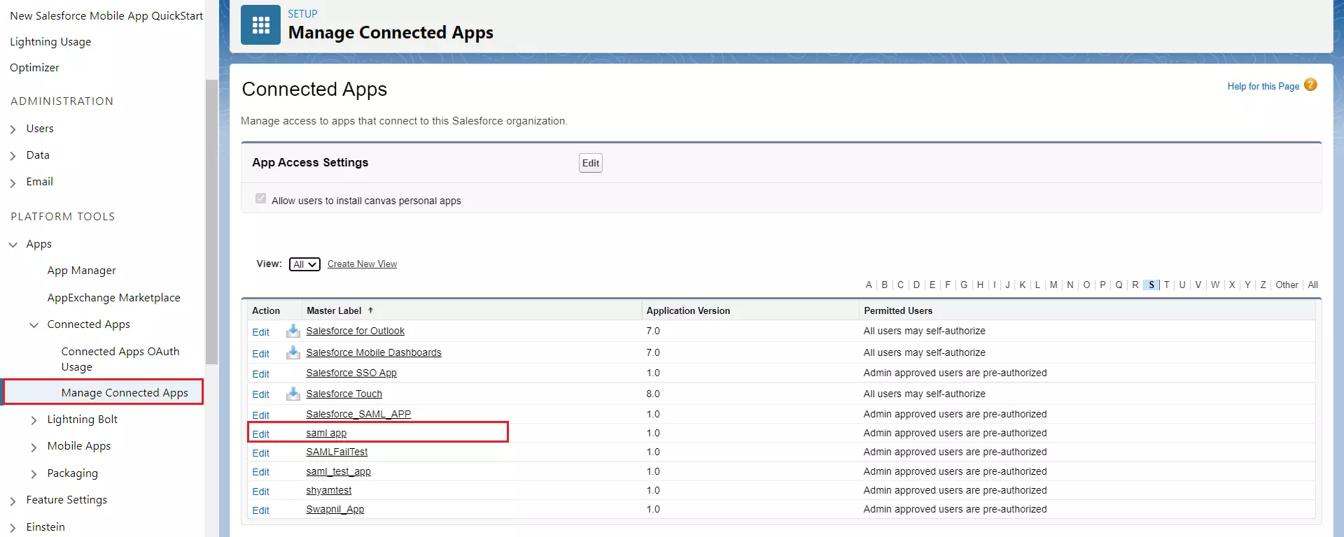 Salesforce IdP : Salesforce saml platform tools