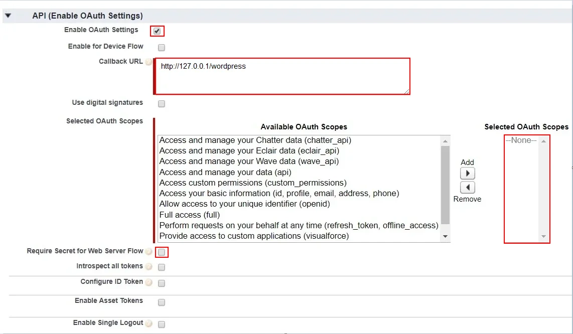 Salesforce as an Identity Provider (IdP): Enable OAuth Settings