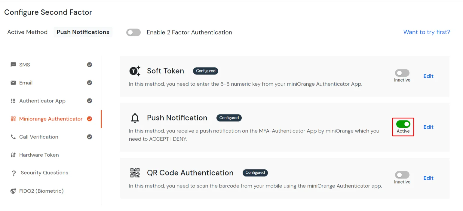 scan QRcode to activate 2FA method