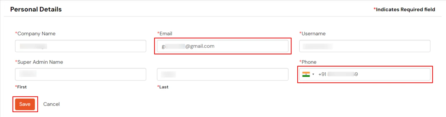 select OTP over Email method for super admin - Add Email Address