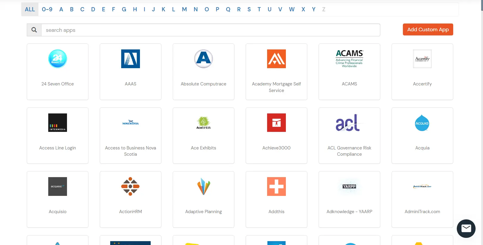 miniOrange Identity Platform Partner Portal Handbook: Apps list